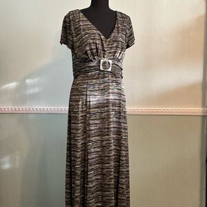 Chelsea28 Brown and Cream V-neck Maxi Dress for Cocktail